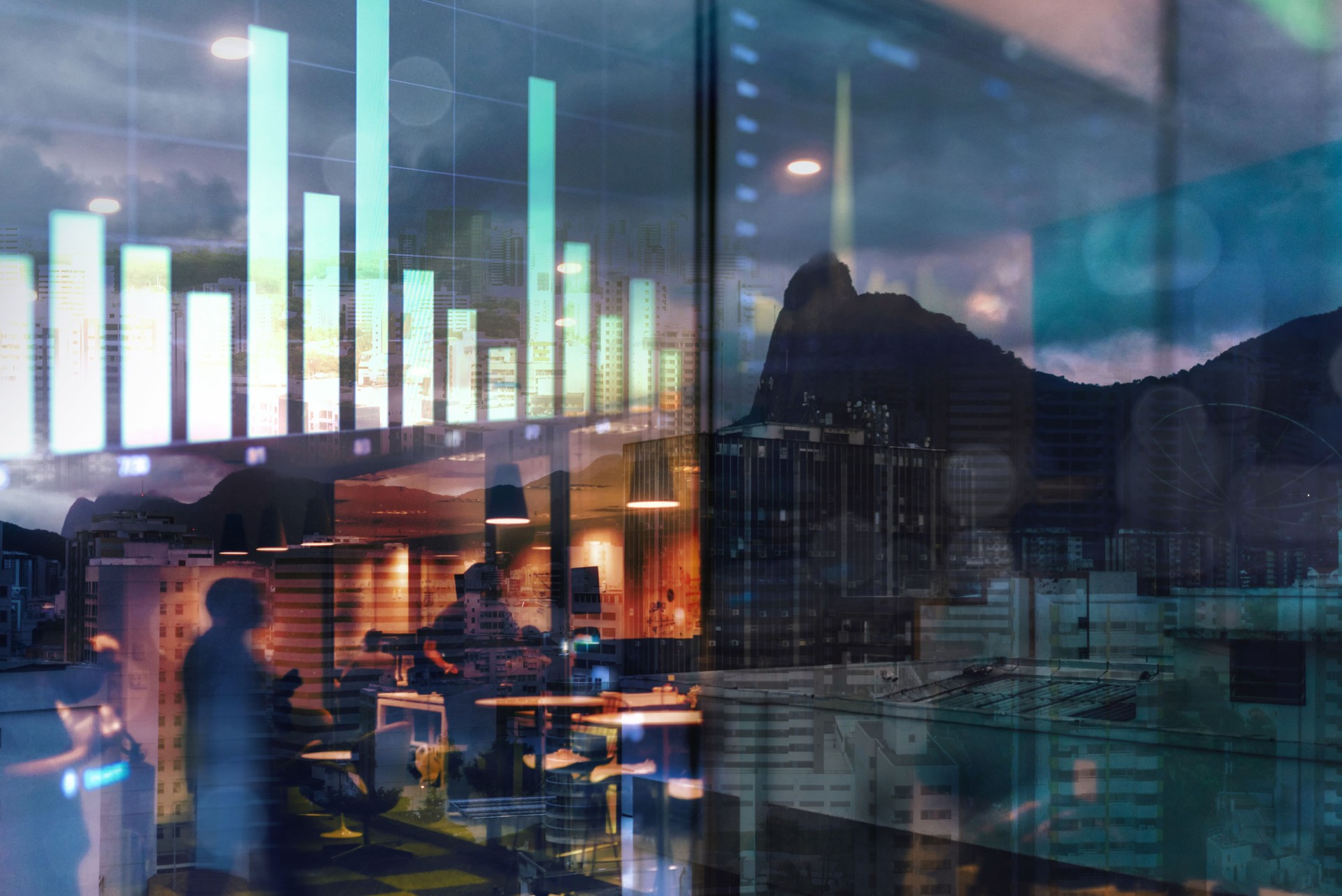 vibrant business composition with data graphs
